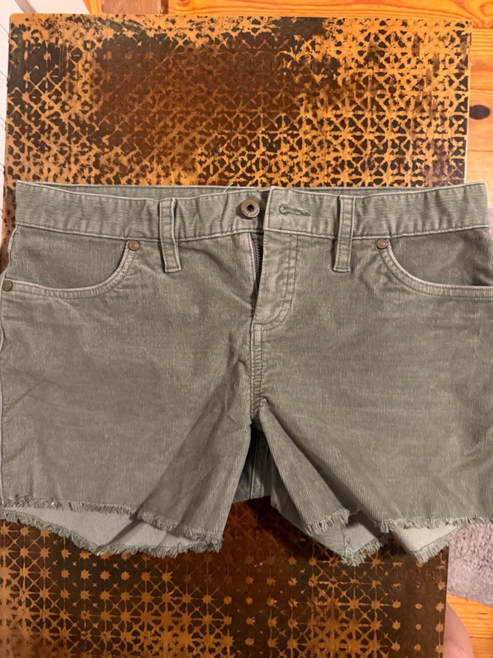 Carve Designs Olive Green Frayed Hem Jean Shorts